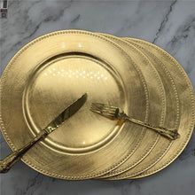 Load image into Gallery viewer, 13 Inch Wholesale Dinner Gold Plastic Beaded Charger Plates Elegent Pearl Dish Wedding Christmas Salver Decorative Salad