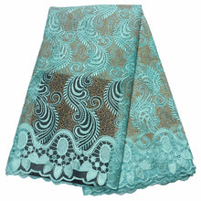 Load image into Gallery viewer, african lace fabric 2021 high quality lace nigerian lace fabric for women dress african tulle lace with stones 5yards per piece