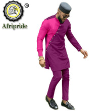 Load image into Gallery viewer, Bazin Riche Men 3 Pieces Pants Sets African Design Clothing African Men Clothes Casual Men Shirt Pants and Hat Sets S2116006