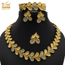 Load image into Gallery viewer, Nigerian Wedding Jewelry Set Gold Plated Dubai African Chokers Necklace Earrings Rings Fashion Bridal Jewellery Sets For Women
