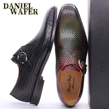 Load image into Gallery viewer, Luxury Men Loafers Shoes Slip on Monk Strap Mix Color Black Men Casual Shoes Dress Office Business Wedding Genuine Leather Shoes