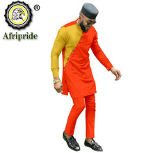 Load image into Gallery viewer, Bazin Riche Men 3 Pieces Pants Sets African Design Clothing African Men Clothes Casual Men Shirt Pants and Hat Sets S2116006