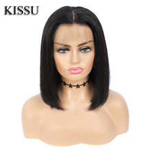 Load image into Gallery viewer, Short Bob Wig Lace Front Wigs 13x4 Bone Straight Brazilian Human Hair Wigs Pre-Plucked Transparent 4x4 Closure 180% Density