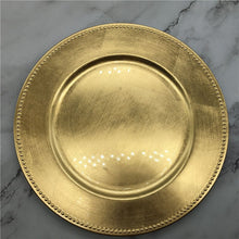 Load image into Gallery viewer, 13 Inch Wholesale Dinner Gold Plastic Beaded Charger Plates Elegent Pearl Dish Wedding Christmas Salver Decorative Salad