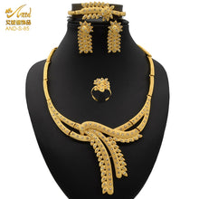 Load image into Gallery viewer, Nigerian Wedding Jewelry Set Gold Plated Dubai African Chokers Necklace Earrings Rings Fashion Bridal Jewellery Sets For Women