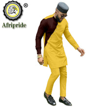 Load image into Gallery viewer, Bazin Riche Men 3 Pieces Pants Sets African Design Clothing African Men Clothes Casual Men Shirt Pants and Hat Sets S2116006