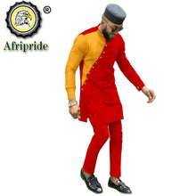 Load image into Gallery viewer, Bazin Riche Men 3 Pieces Pants Sets African Design Clothing African Men Clothes Casual Men Shirt Pants and Hat Sets S2116006