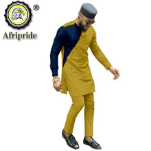 Load image into Gallery viewer, Bazin Riche Men 3 Pieces Pants Sets African Design Clothing African Men Clothes Casual Men Shirt Pants and Hat Sets S2116006