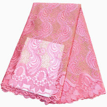 Load image into Gallery viewer, african lace fabric 2021 high quality lace nigerian lace fabric for women dress african tulle lace with stones 5yards per piece