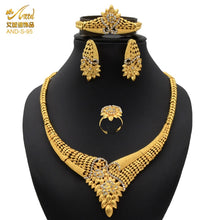 Load image into Gallery viewer, Nigerian Wedding Jewelry Set Gold Plated Dubai African Chokers Necklace Earrings Rings Fashion Bridal Jewellery Sets For Women