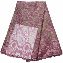 Load image into Gallery viewer, african lace fabric 2021 high quality lace nigerian lace fabric for women dress african tulle lace with stones 5yards per piece