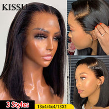 Load image into Gallery viewer, Short Bob Wig Lace Front Wigs 13x4 Bone Straight Brazilian Human Hair Wigs Pre-Plucked Transparent 4x4 Closure 180% Density