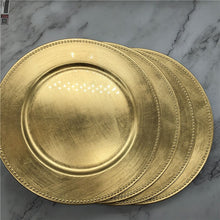 Load image into Gallery viewer, 13 Inch Wholesale Dinner Gold Plastic Beaded Charger Plates Elegent Pearl Dish Wedding Christmas Salver Decorative Salad