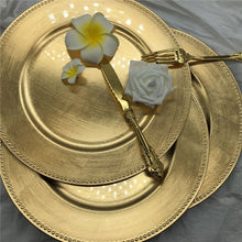 Load image into Gallery viewer, 13 Inch Wholesale Dinner Gold Plastic Beaded Charger Plates Elegent Pearl Dish Wedding Christmas Salver Decorative Salad