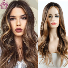Load image into Gallery viewer, AZQUEEN Synthetic Wig for Women Long Pink Wigs Water Wave Heat Resistant Middle Part Natural Hair Wig Cosplay Wigs