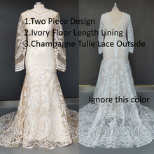 Load image into Gallery viewer, #4055 2 piece in 1 BOHO bohemian long sleeve destination Wedding Dress pre wedding shoot post Bride Gown