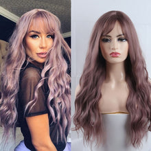 Load image into Gallery viewer, AZQUEEN Synthetic Wig for Women Long Pink Wigs Water Wave Heat Resistant Middle Part Natural Hair Wig Cosplay Wigs