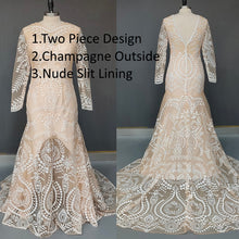 Load image into Gallery viewer, #4055 2 piece in 1 BOHO bohemian long sleeve destination Wedding Dress pre wedding shoot post Bride Gown