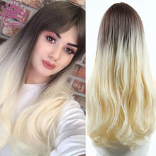Load image into Gallery viewer, AZQUEEN Synthetic Wig for Women Long Pink Wigs Water Wave Heat Resistant Middle Part Natural Hair Wig Cosplay Wigs