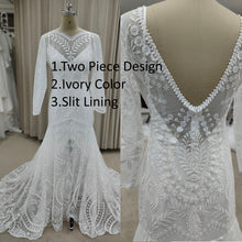 Load image into Gallery viewer, #4055 2 piece in 1 BOHO bohemian long sleeve destination Wedding Dress pre wedding shoot post Bride Gown