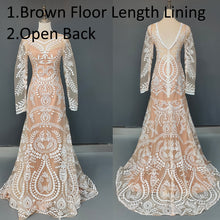 Load image into Gallery viewer, #4055 2 piece in 1 BOHO bohemian long sleeve destination Wedding Dress pre wedding shoot post Bride Gown