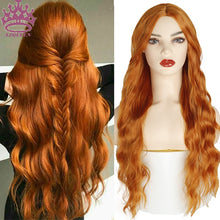 Load image into Gallery viewer, AZQUEEN Synthetic Wig for Women Long Pink Wigs Water Wave Heat Resistant Middle Part Natural Hair Wig Cosplay Wigs