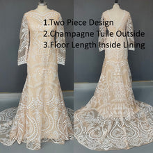 Load image into Gallery viewer, #4055 2 piece in 1 BOHO bohemian long sleeve destination Wedding Dress pre wedding shoot post Bride Gown