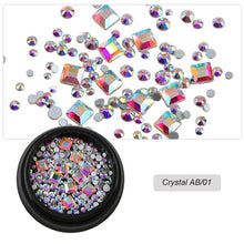 Load image into Gallery viewer, 1 Box Mix Diverse DIY Crystals Stones Nail Design Glass Rhinestones For Charms 3D Nail Art Decorations