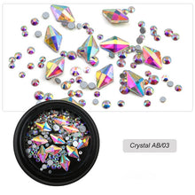 Load image into Gallery viewer, 1 Box Mix Diverse DIY Crystals Stones Nail Design Glass Rhinestones For Charms 3D Nail Art Decorations
