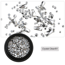 Load image into Gallery viewer, 1 Box Mix Diverse DIY Crystals Stones Nail Design Glass Rhinestones For Charms 3D Nail Art Decorations