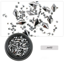 Load image into Gallery viewer, 1 Box Mix Diverse DIY Crystals Stones Nail Design Glass Rhinestones For Charms 3D Nail Art Decorations