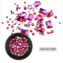 Load image into Gallery viewer, 1 Box Mix Diverse DIY Crystals Stones Nail Design Glass Rhinestones For Charms 3D Nail Art Decorations