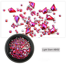 Load image into Gallery viewer, 1 Box Mix Diverse DIY Crystals Stones Nail Design Glass Rhinestones For Charms 3D Nail Art Decorations