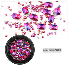 Load image into Gallery viewer, 1 Box Mix Diverse DIY Crystals Stones Nail Design Glass Rhinestones For Charms 3D Nail Art Decorations