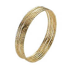 Load image into Gallery viewer, 6PC/SET Trendy Gold Silver Plated Bangles Bracelets For Women 68mm Big Circle Metal Wire Indian Bangle Jewelry Party Gifts