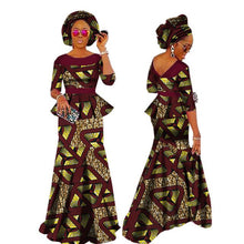 Load image into Gallery viewer, Autumn African Dresses for Women Private Custom Women African  Skirt Set+Head Scarf 3 Pieces Clothing