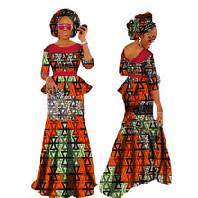 Load image into Gallery viewer, Autumn African Dresses for Women Private Custom Women African  Skirt Set+Head Scarf 3 Pieces Clothing