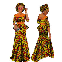 Load image into Gallery viewer, Autumn African Dresses for Women Private Custom Women African  Skirt Set+Head Scarf 3 Pieces Clothing
