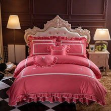 Load image into Gallery viewer, 100% egyptian cotton bedclothes Soft Butterfly Decoration bedding set bedskirt pillowcase king comforter set cover 4/7pcs