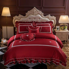 Load image into Gallery viewer, 100% egyptian cotton bedclothes Soft Butterfly Decoration bedding set bedskirt pillowcase king comforter set cover 4/7pcs