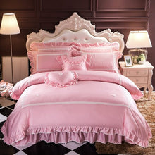 Load image into Gallery viewer, 100% egyptian cotton bedclothes Soft Butterfly Decoration bedding set bedskirt pillowcase king comforter set cover 4/7pcs