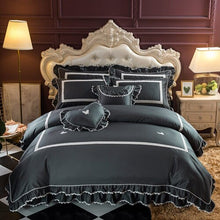 Load image into Gallery viewer, 100% egyptian cotton bedclothes Soft Butterfly Decoration bedding set bedskirt pillowcase king comforter set cover 4/7pcs