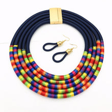 Load image into Gallery viewer, African Multilayer Choker Necklaces Earrings Jewelry Sets Women Bib Collar Statement Necklace