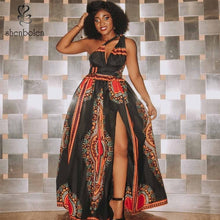 Load image into Gallery viewer, African dresses For Women Dashiki new fashion Hanging neck type Maxi dress batik Wax Print Clothes