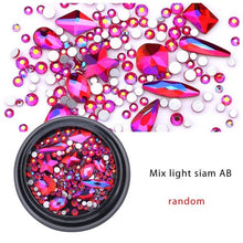 Load image into Gallery viewer, 1 Box Mix Diverse DIY Crystals Stones Nail Design Glass Rhinestones For Charms 3D Nail Art Decorations