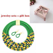 Load image into Gallery viewer, African Multilayer Choker Necklaces Earrings Jewelry Sets Women Bib Collar Statement Necklace