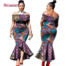 Load image into Gallery viewer, Traditional African Clothing Print Dashiki Slash Neck African Mermaid  Sexy Dresses