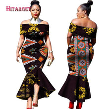 Load image into Gallery viewer, Traditional African Clothing Print Dashiki Slash Neck African Mermaid  Sexy Dresses