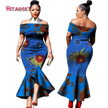 Load image into Gallery viewer, Traditional African Clothing Print Dashiki Slash Neck African Mermaid  Sexy Dresses