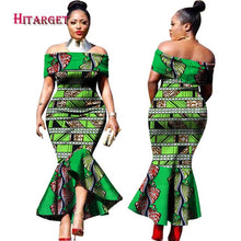 Load image into Gallery viewer, Traditional African Clothing Print Dashiki Slash Neck African Mermaid  Sexy Dresses
